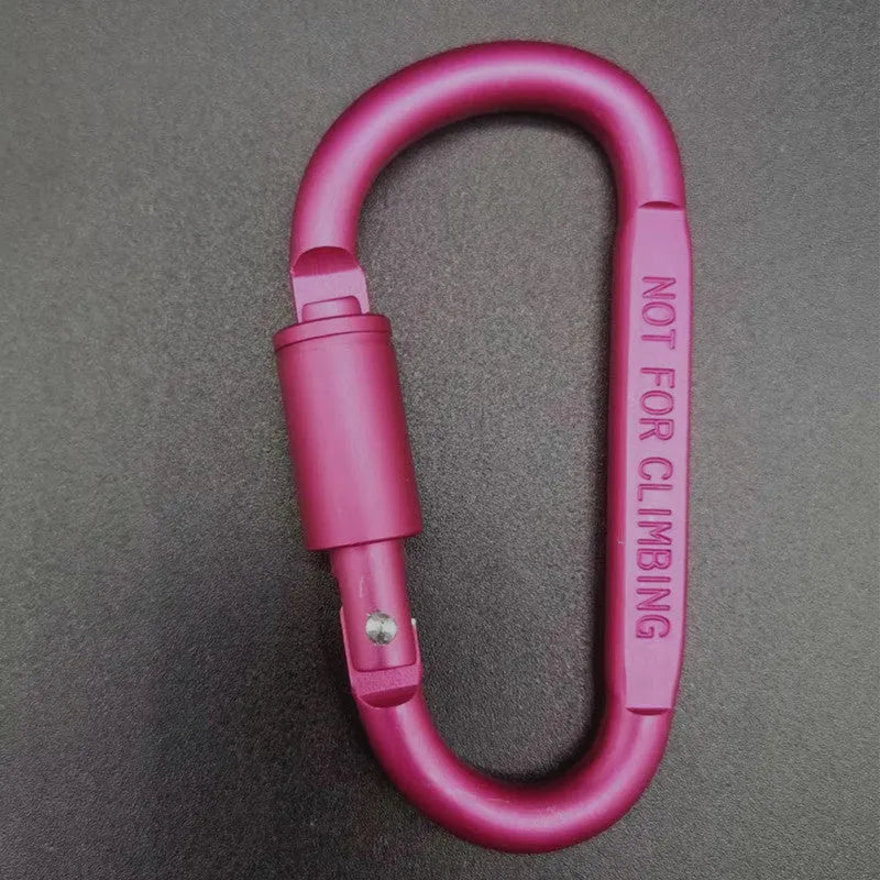 Aluminium D-type locking carabiner with 8cm flat profile in bright colours