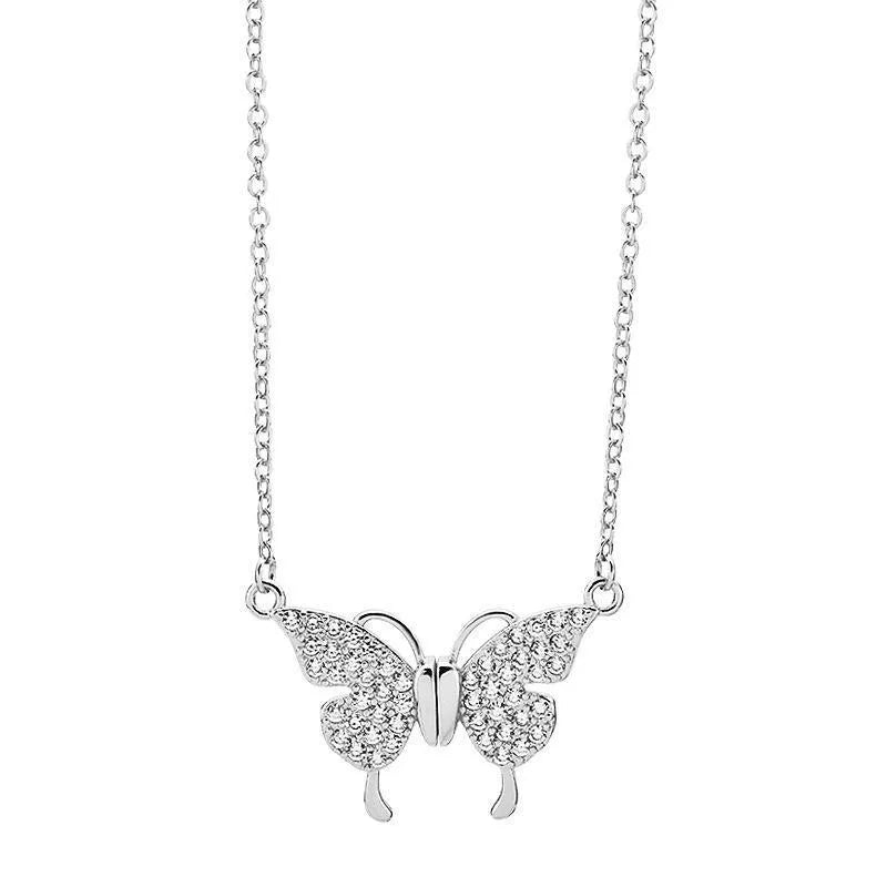 Gold titanium steel butterfly necklace with magnetic clasp and twisted chain
