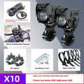 Motorcycle LED spotlight pair with integrated far and near beams and multiple switch options