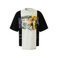 Men's black and white deconstruction print loose fit T-shirt on hanger