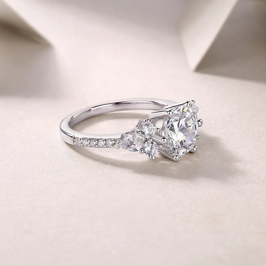 2 carat moissanite wedding ring set S925 silver platinum plated with GRA certificate in gift box