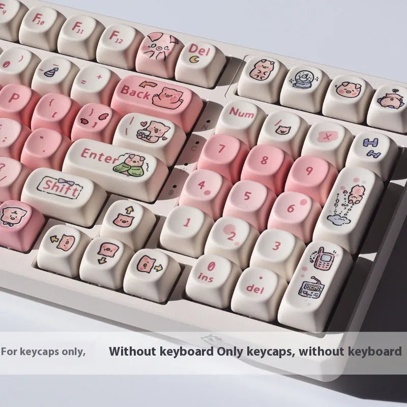 Fragrant Pig character PBT key cap set for mechanical keyboards with pink colour and five-sided sublimation printing