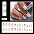 W644 black and white frosted false nail glue set with plastic pieces for a French manicure.