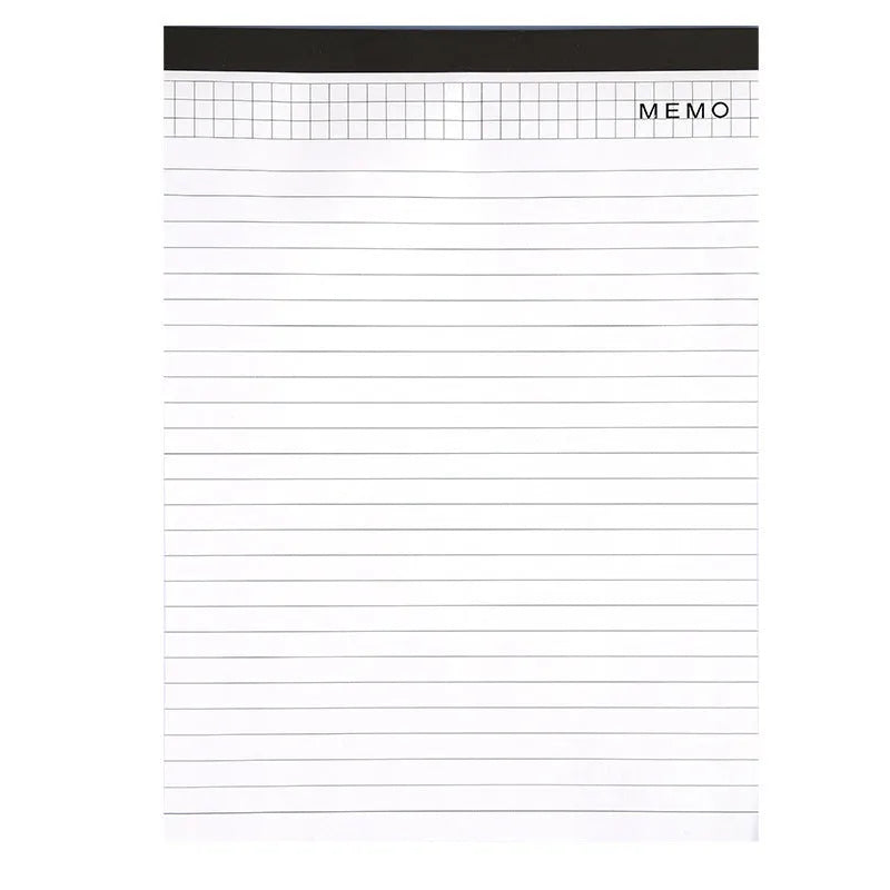 A4 tearable notebook with grid-lined ivory pages and a paper cover.