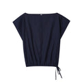 Women's linen-style shirt and wide leg trousers set with flounced sleeves