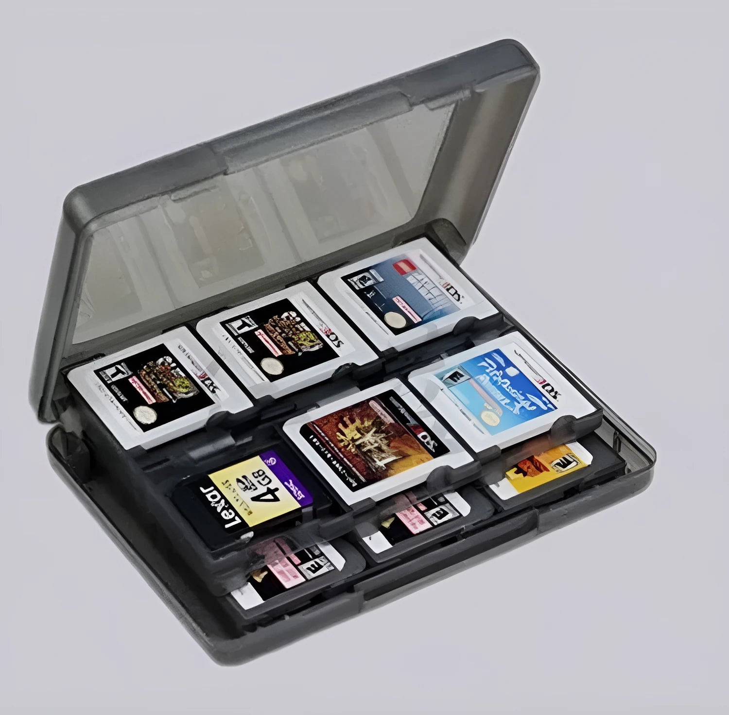 NDS 3DS game card storage box with 24 slots in black, blue, pink, or white colours