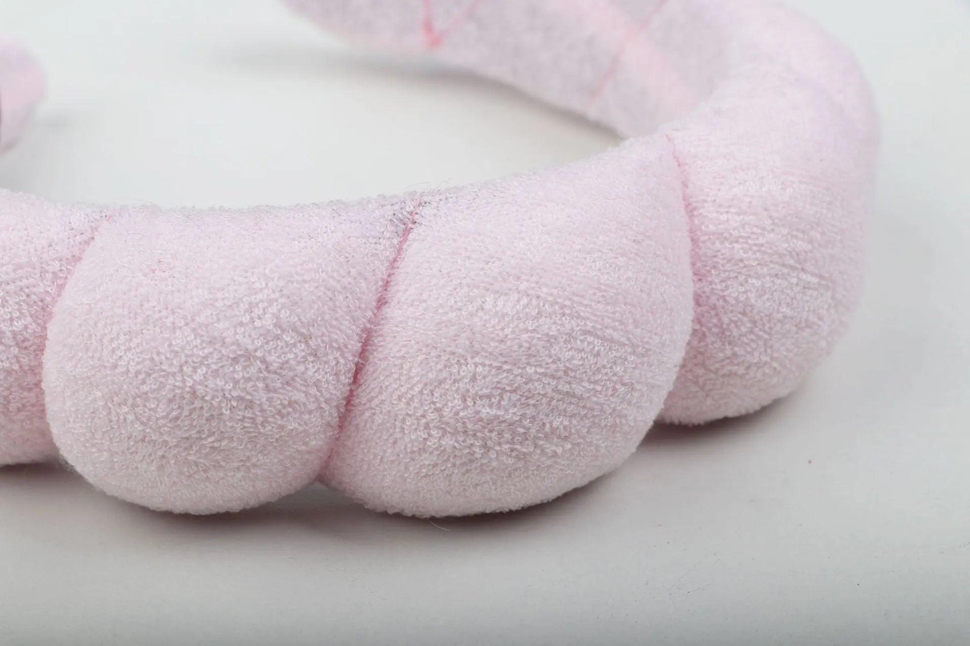 Handmade cloth hair band in pink for shampoo and spa use, narrow width, soft fabric