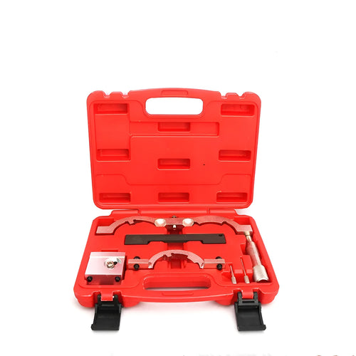 Red chrome-vanadium steel timing tool set for Opel 1.4 Oncla LUJ engine, 7 pieces.