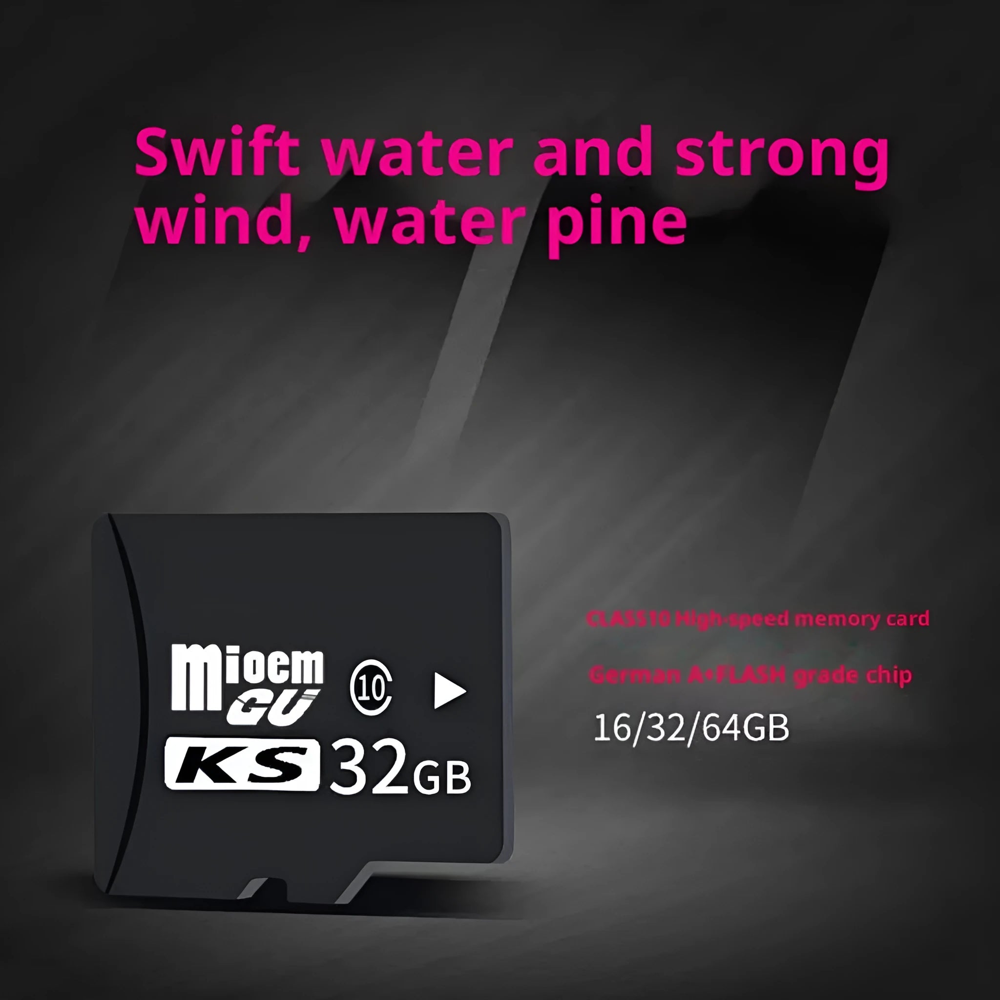Black C10 high-speed 32GB TF memory card for mobile phone, camera, and driving recorder, 15x11x1mm