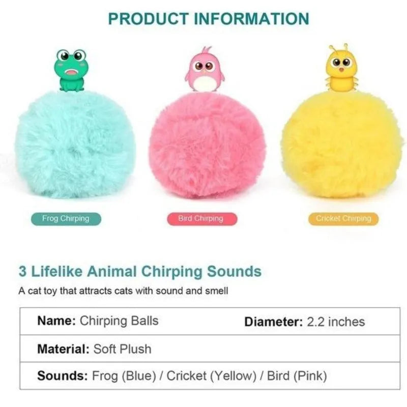 55mm interactive pet toy ball in blue, pink or yellow with animal sounds and gravity sensor