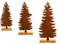 Three metal Christmas tree ornaments with elk figurines and rustic metallic finish