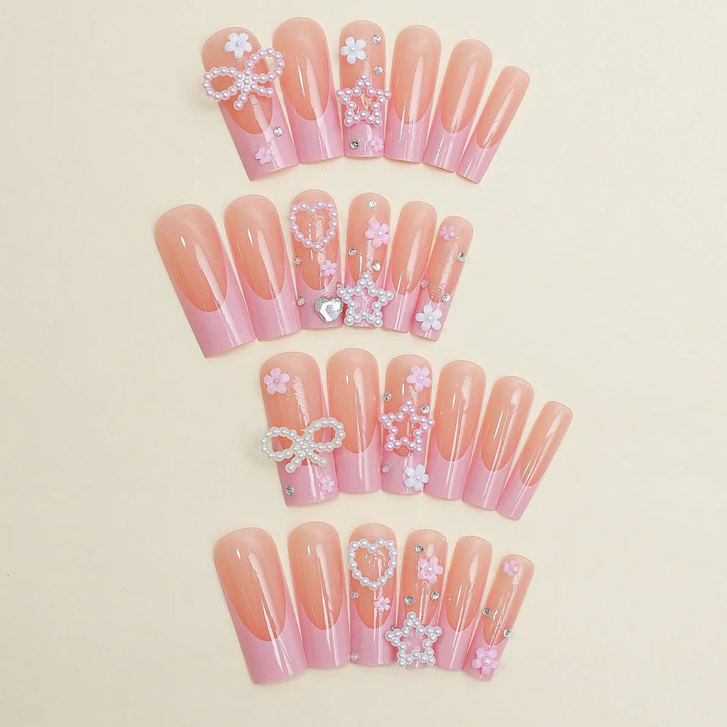 Nail art water transfer decal sheet showing French tip design with spot drill bow pattern in XB-70-48 colour.