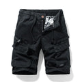 Men's cotton shorts with zip fly and multiple pockets in army green colour