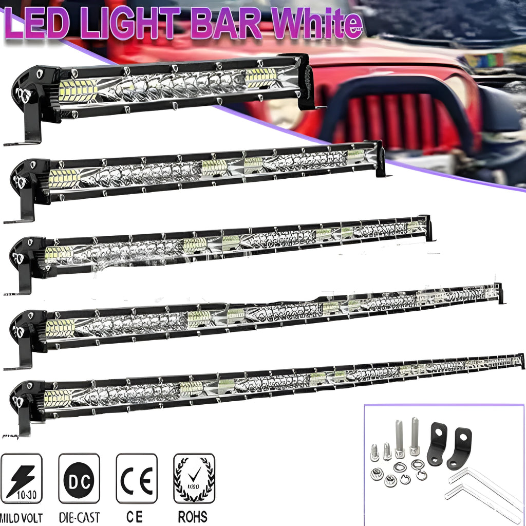 Ultra-thin aluminium alloy LED strip light for vehicle roofs and bumpers in three length options