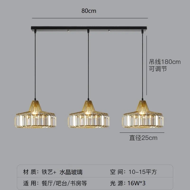 Modern crystal LED ceiling lamp in black or gold finish with three light settings