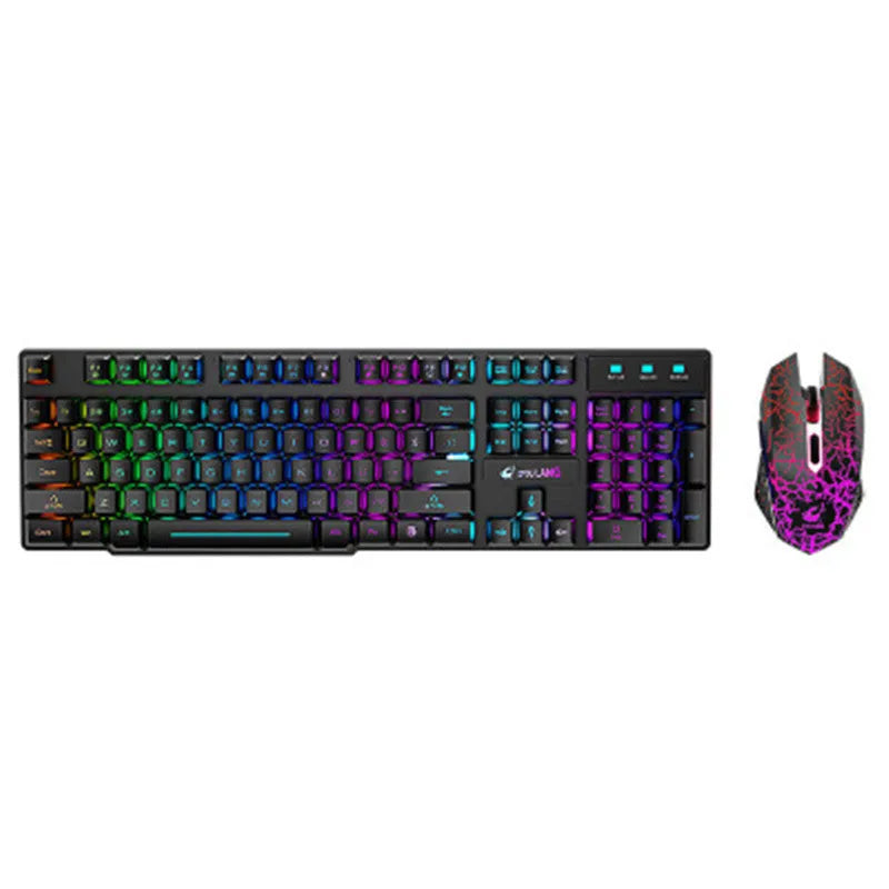 T3 wireless charging keyboard and mouse set with backlit keys and USB interface in black, white, or blue colour options