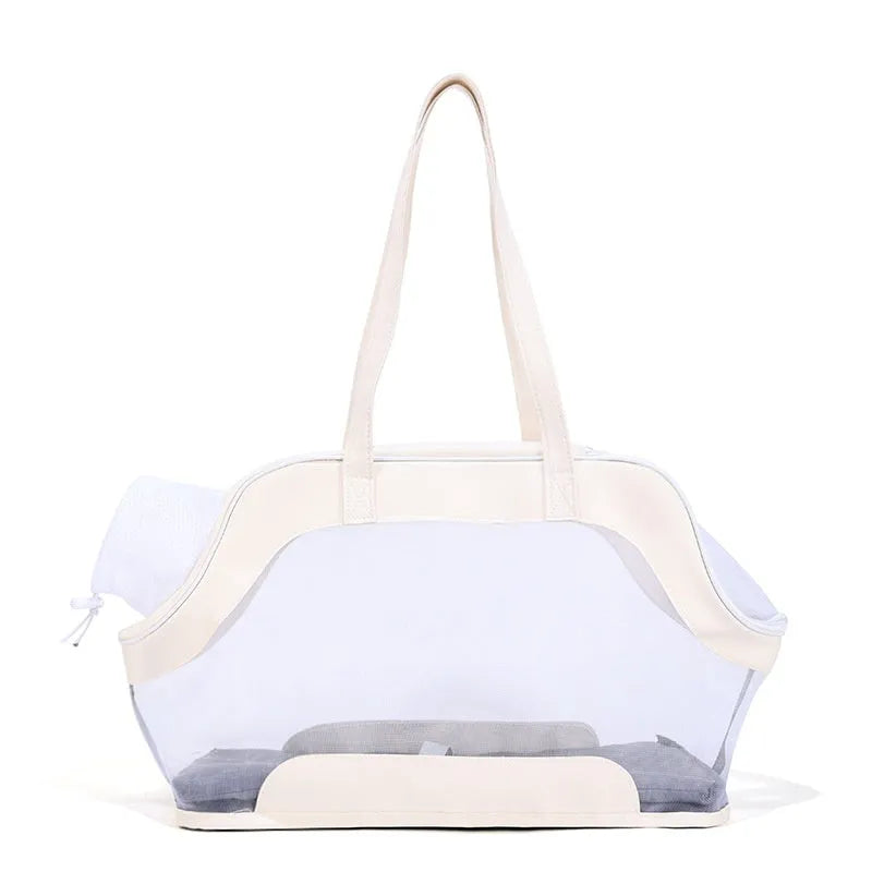 25 litre leather pet carrier bag in Milan White for small dog and cat transport