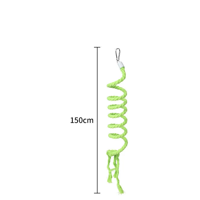 Gradient colourful bird rope perch stand with bendable shapes for small pet cage climbing and play