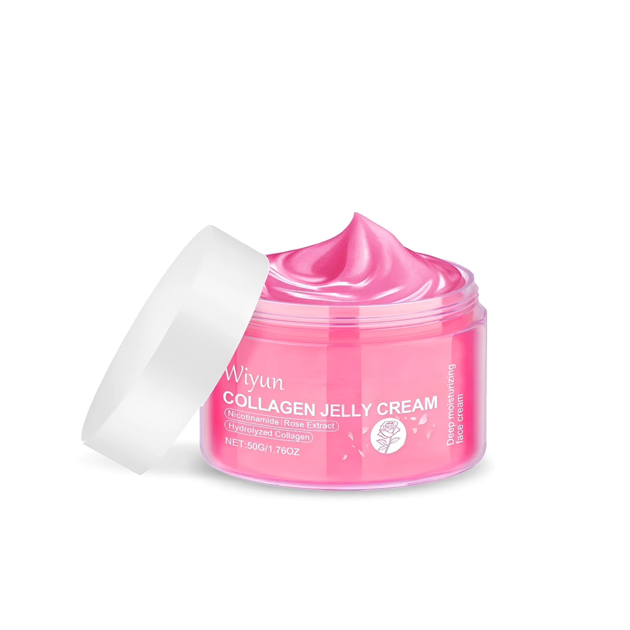 Collagen Rose Jelly Cream 50g clear gel moisturiser in container
