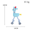 Deer-shaped blue plush dog toy with corn grain texture and squeaker sound