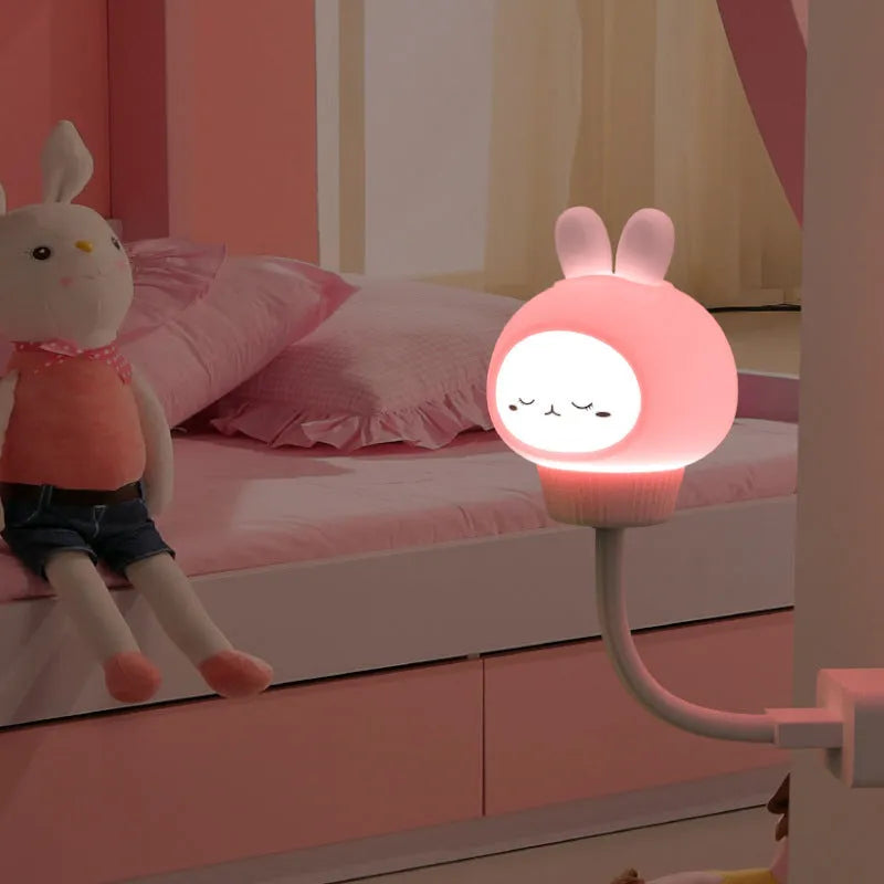 Cartoon animal USB night light in bear shape with soft LED illumination