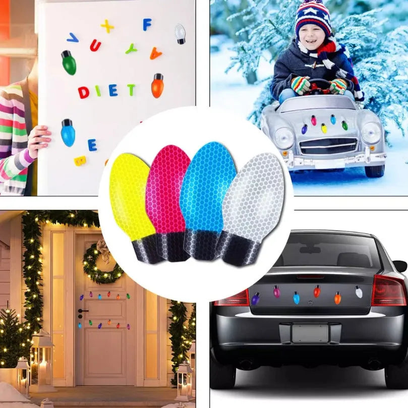 Christmas magnetic light bulb reflective set with 24 bulbs and 12 wires for car and refrigerator decoration
