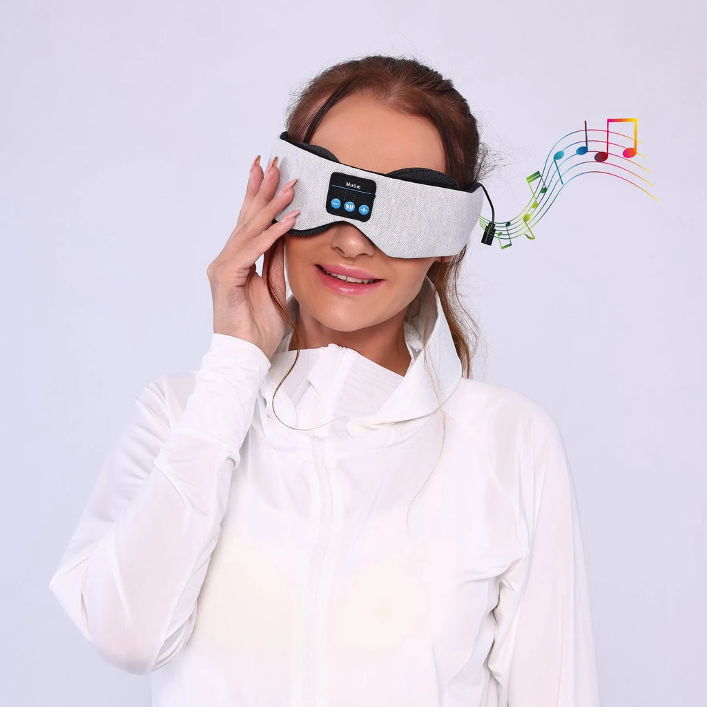 Gray outline Bluetooth sleeping eye mask for long eyelashes, polyester fabric