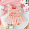 Baby girl cotton jumpsuit in sweet triangle style, sleeveless summer romper in pink colour for 0-18 months