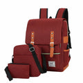 Three-piece business travel backpack in Oxford cloth with curved shoulder straps and multiple compartments