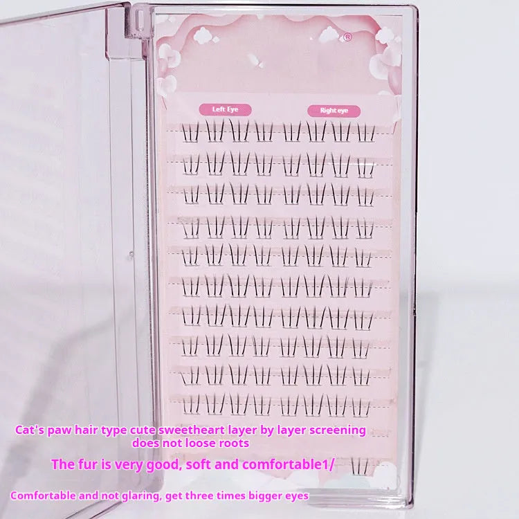 12-row strip of false eyelashes in a natural long, pointed tail style measuring 4-5-6mm.