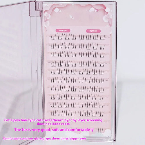 12-row strip of false eyelashes in a natural long, pointed tail style measuring 4-5-6mm.