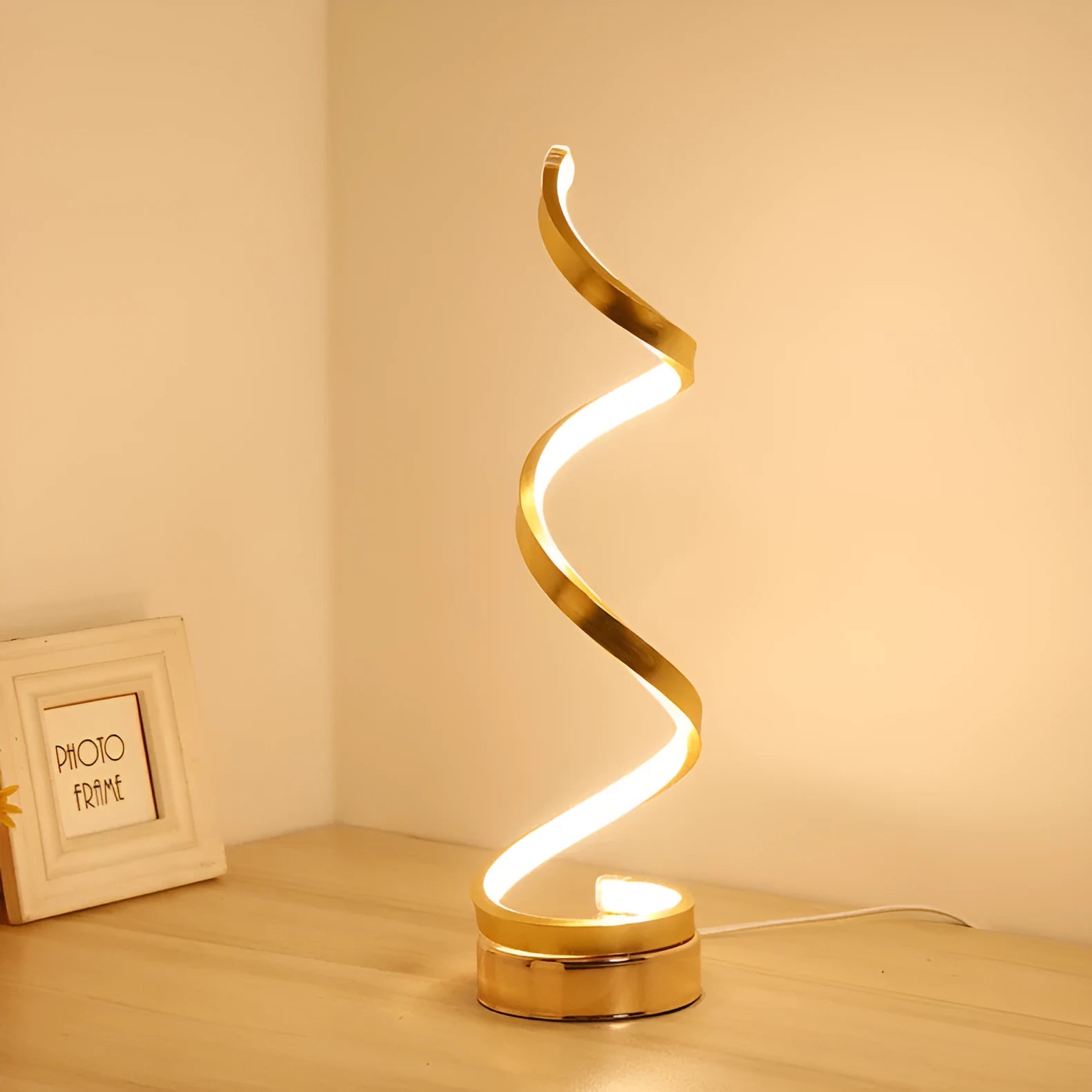 Black and white LED eye protection table lamp with aluminium shade and metal base