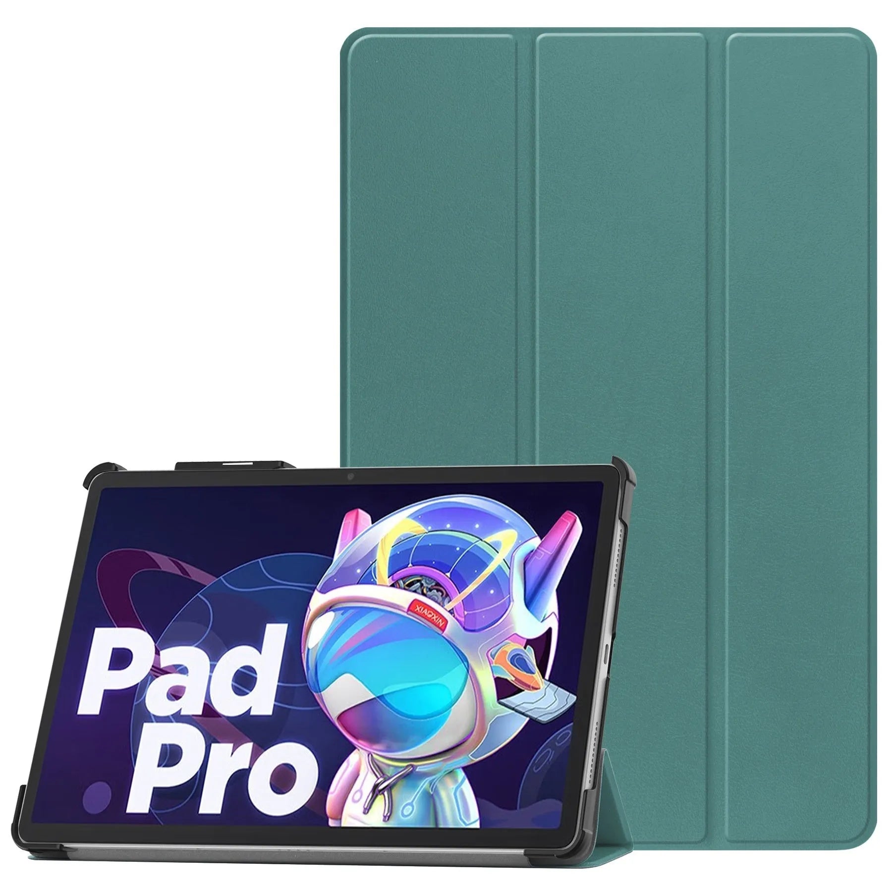 LenovoTab P12 tablet case showing magnetic bracket and multiple colour pattern options
