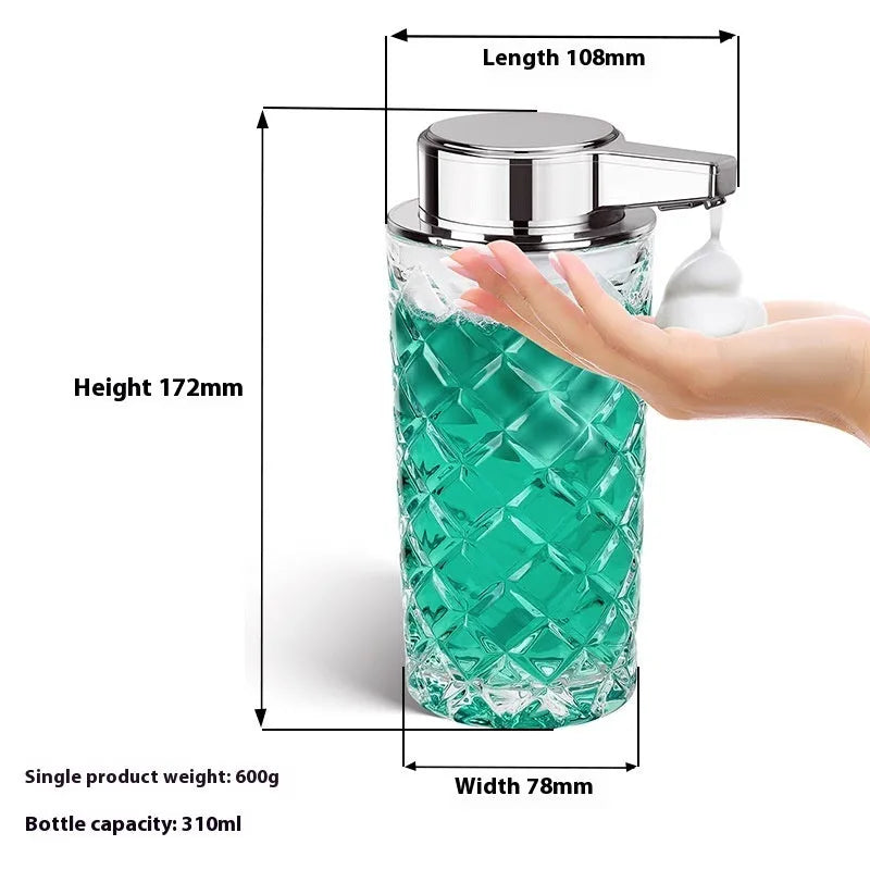 Silver automatic soap dispenser with USB Type-C charging port and sensor activation