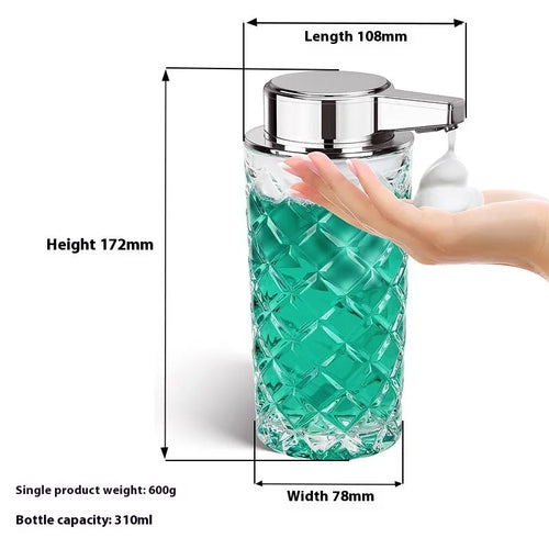 Silver automatic soap dispenser with USB Type-C charging port and sensor activation