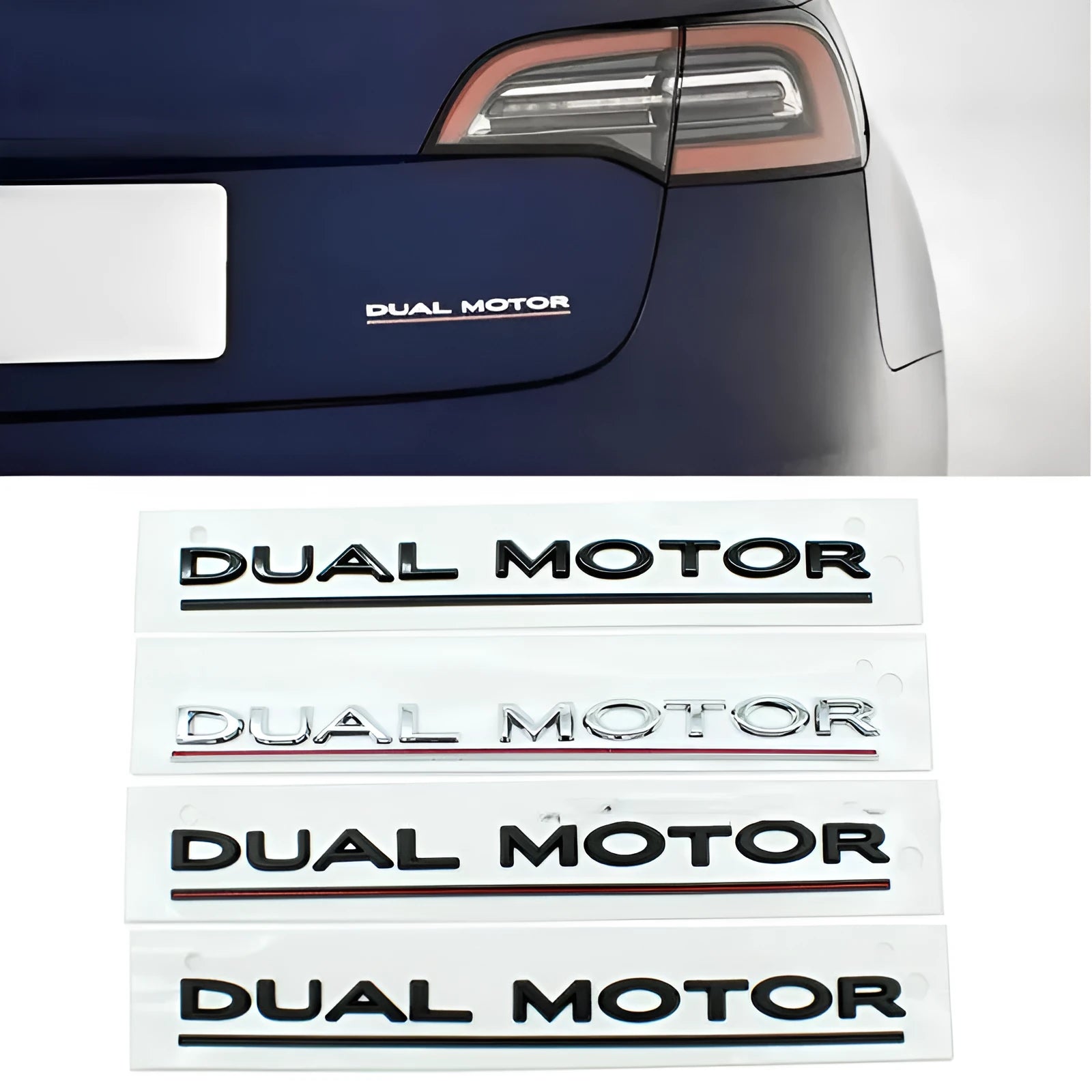 Tesla Model 3 double motor bumper sticker in ABS plastic, 19cm long.