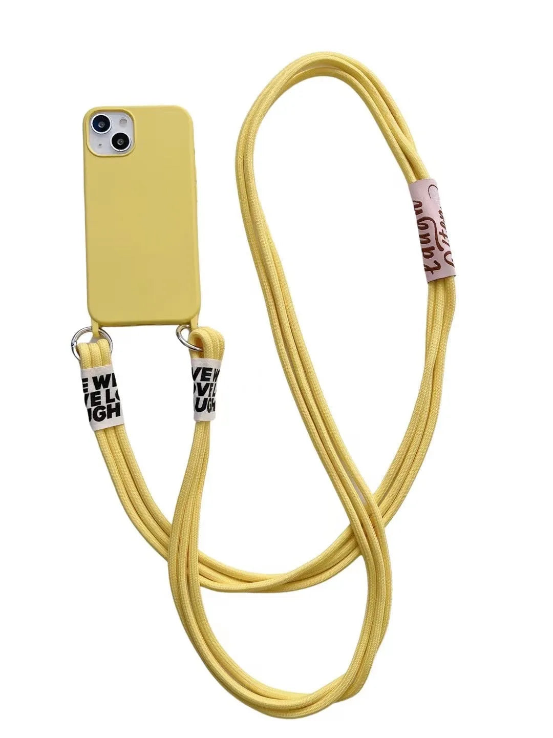 Diagonal lanyard silicone phone case in brown with grey strap for iPhone models