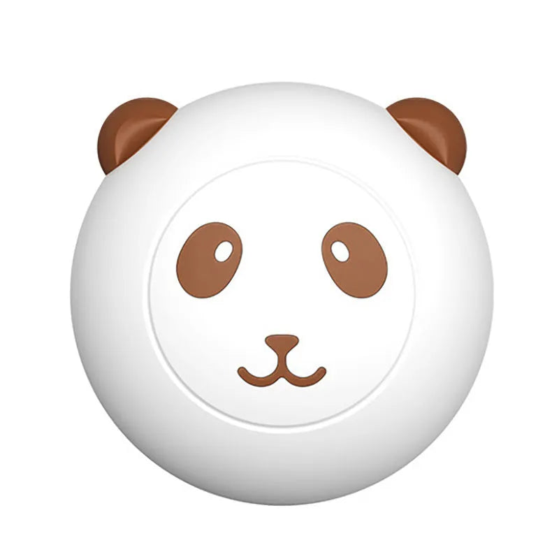 Panda-shaped silicone pet shower brush with soft bristles for cats and dogs.