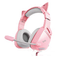 Headworn wired earphones with 50mm driver and line control, pink plextone finish, braided cable, L-shaped 3.5mm plug