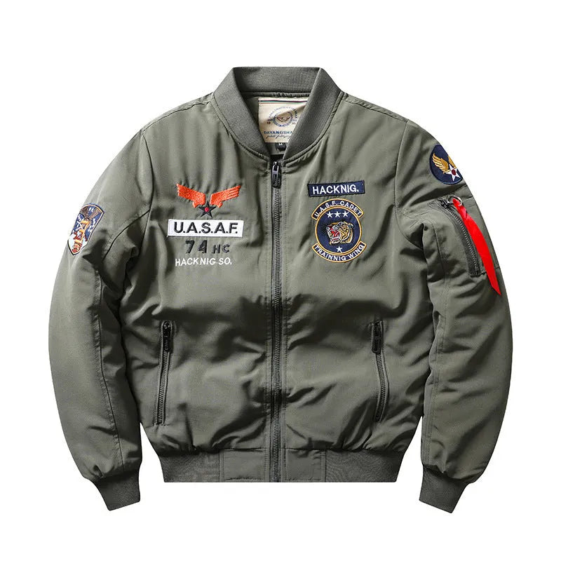 Men's slim-fit retro motorcycle coat with stand collar and cotton padding in multiple colours