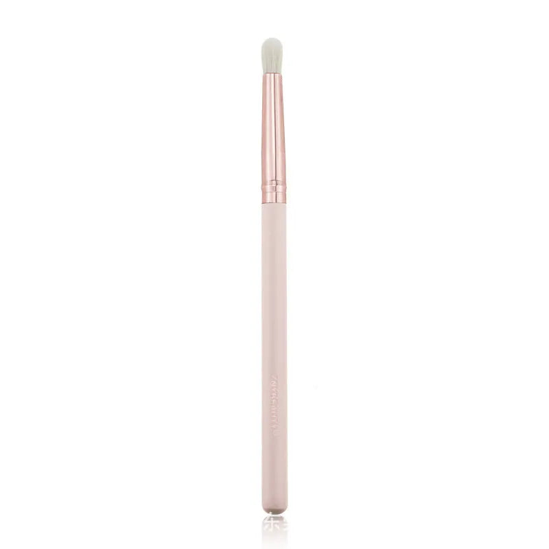 26 pink makeup brushes with wooden handles arranged in a PU storage bag