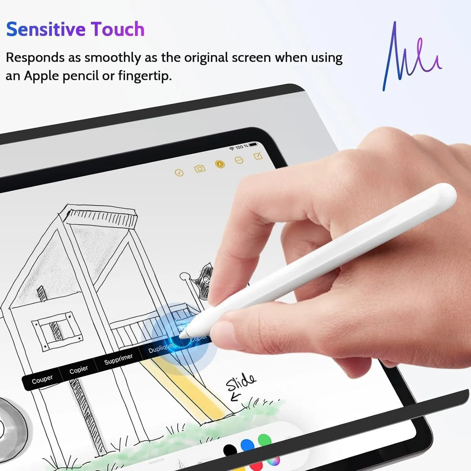 Magnetic iPad privacy screen protector with paper-like texture and magnetic storage clip for multiple iPad models