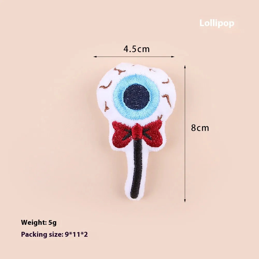 Small plush cat teaser wand toy with candy pattern design for interactive feline play