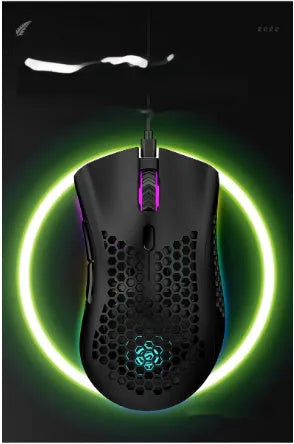BM600 wireless optical computer mouse with hollow-out luminous shell in cyan, black, or white.