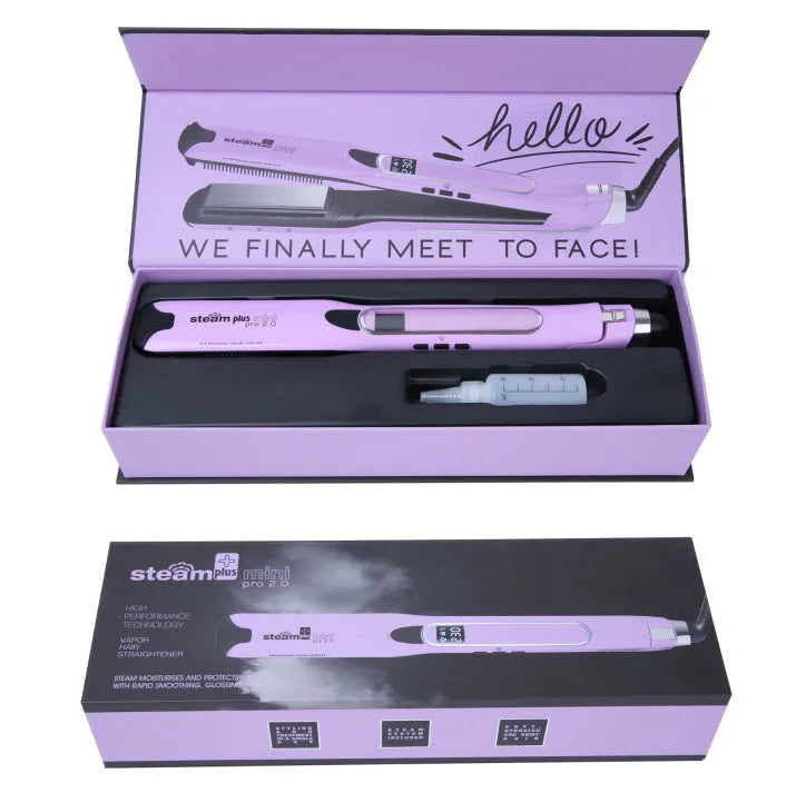 Mini steam hair straightener in champagne colour with 200W power for curling and straightening