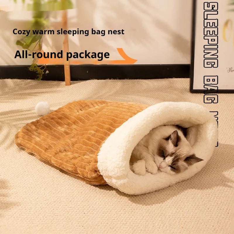 Pink Trojan horse pattern cat sleeping bag nest measuring 50 by 40 centimetres.