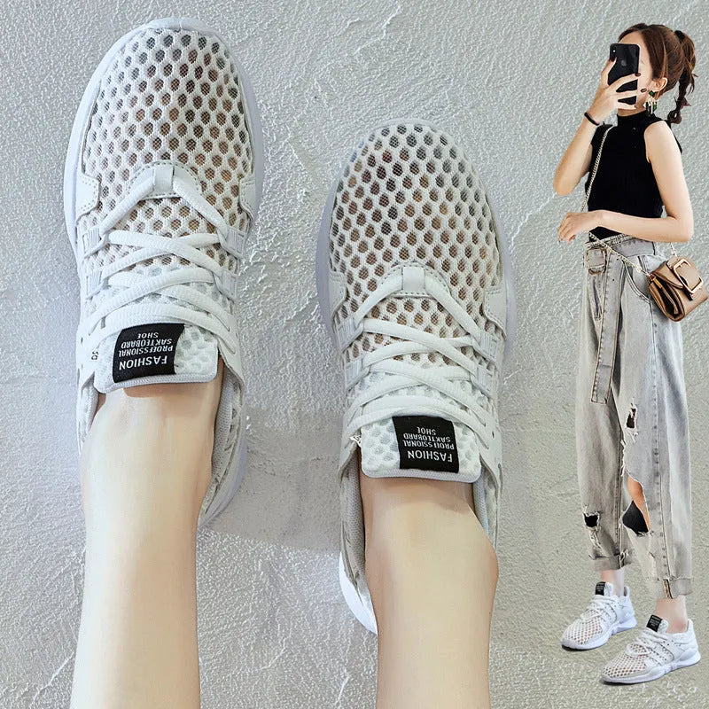 Casual hollow breathable sneaker with mesh upper and EVA sole in low-top design