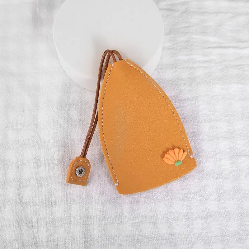 Cartoon design pull-out car key case in PU leather with removable decorative cover