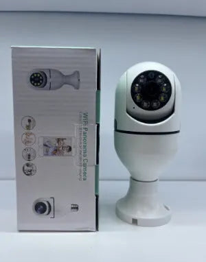 Wireless wifi bulb camera with 1080p resolution and full colour night vision measuring 5cm by 12cm