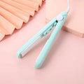 Mini hairdressing splint hair straightener for air bangs in blue, pink, white, purple, or yellow with storage box.